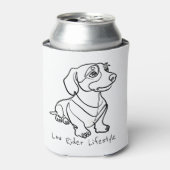 Dachshund Lijn Kunst - Low Rider Levensstijl Blikjeskoeler (Blikje Voorkant)