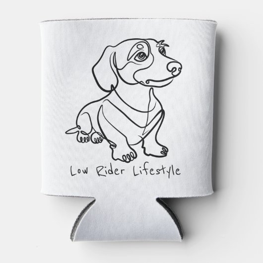 Dachshund Lijn Kunst - Low Rider Levensstijl Blikjeskoeler (Voorkant)