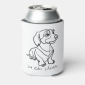 Dachshund Lijn Kunst - Low Rider Levensstijl Blikjeskoeler (Blikje Achterkant)