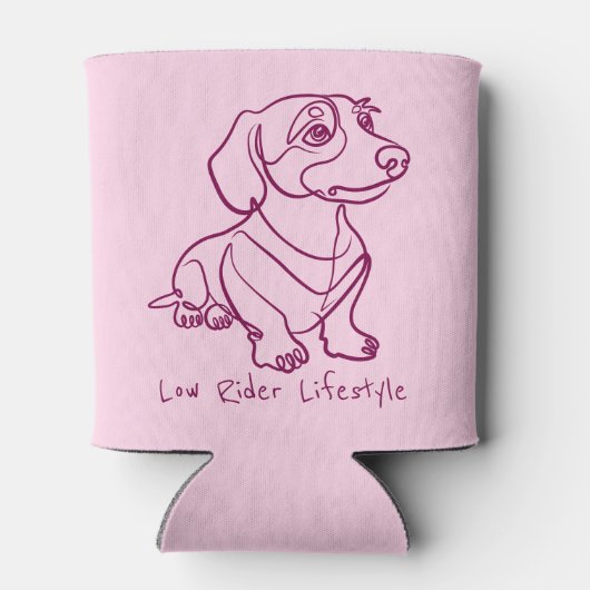 Dachshund Lijn Kunst - Low Rider Levensstijl Blikjeskoeler (Achterkant)