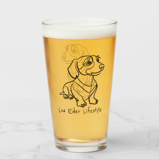 Dachshund Lijn Kunst - Low Rider Levensstijl Glas (Voorkant gevuld)