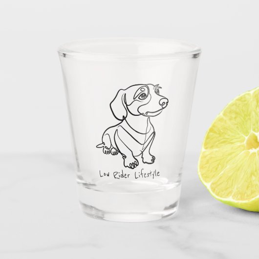 Dachshund Lijn Kunst - Low Rider Levensstijl Shot Glas (Voorkant)