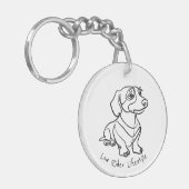 Dachshund Lijnkunst - Low Rider Levensstijl Sleutelhanger (Voorkant Links)