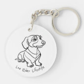 Dachshund Lijnkunst - Low Rider Levensstijl Sleutelhanger (Achterkant)