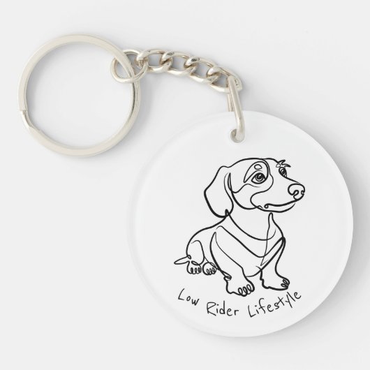 Dachshund Lijnkunst - Low Rider Levensstijl Sleutelhanger (Voorkant)