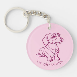 Dachshund Lijnkunst - Low Rider Levensstijl Sleutelhanger