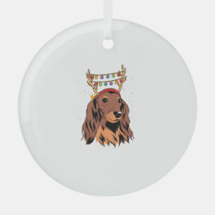 Dachshund Long Hair Reindekermis Lights Glas Ornament