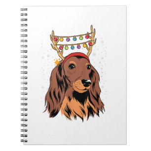 Dachshund Long Hair Reindekermis Lights Notitieboek