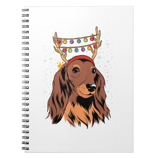 Dachshund Long Hair Reindekermis Lights Notitieboek (Voorkant)