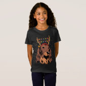Dachshund Long Hair Reindekermis Lights T-shirt (Voorkant volledig)