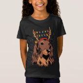 Dachshund Long Hair Reindekermis Lights T-shirt (Voorkant)