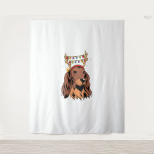 Dachshund Long Hair Reindekermis Lights Wandkleed