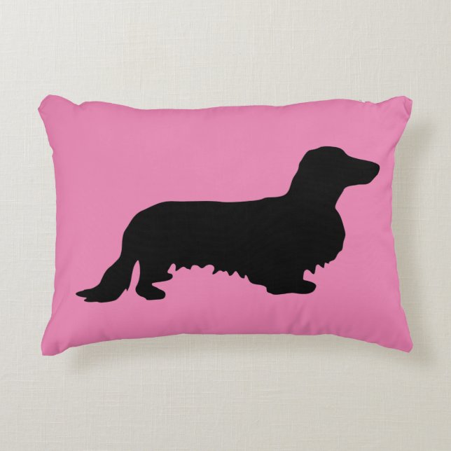 Dachshund Long Hair - Silhouette 1 Accent Kussen (Voorkant)