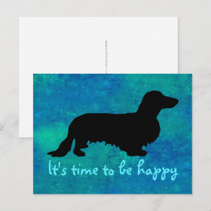 Dachshund Long Hair - Silhouette 1 Briefkaart