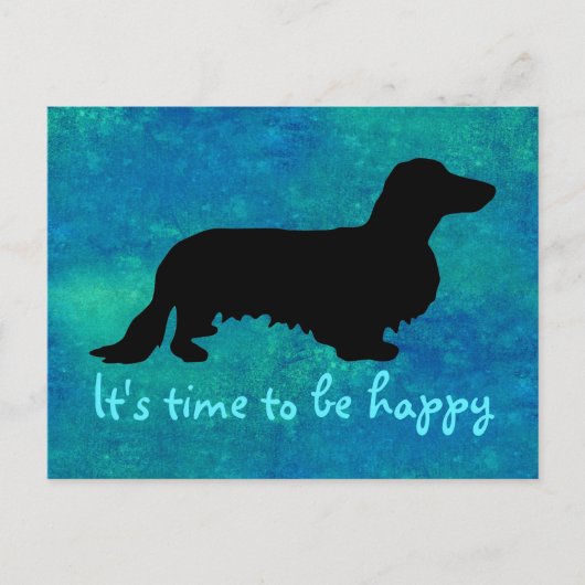 Dachshund Long Hair - Silhouette 1 Briefkaart (Voorkant)