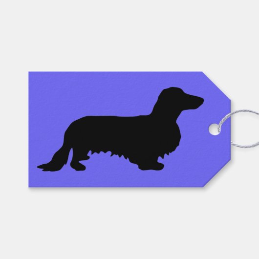 Dachshund Long Hair - Silhouette 1 Cadeaulabel (Voorkant (Horizontaal))