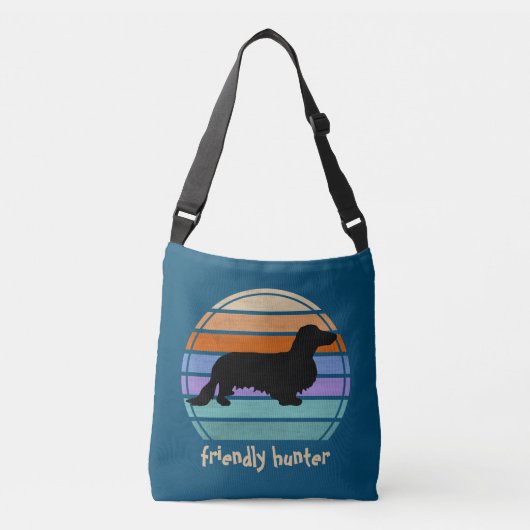 Dachshund Long Hair - Silhouette 1 Crossbody Tas (Voorkant)
