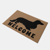 Dachshund Long Hair - Silhouette 1 Deurmat (Schuin)