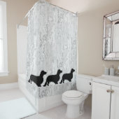 Dachshund Long Hair - Silhouette 1 Douchegordijn (In situ)