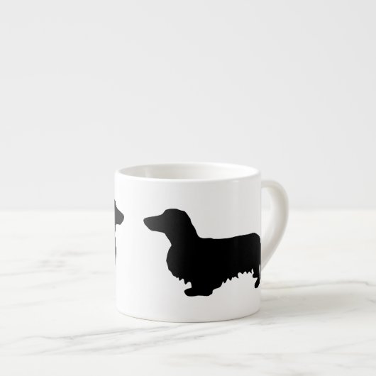 Dachshund Long Hair - Silhouette 1 Espresso Kop (Voorkant rechts)