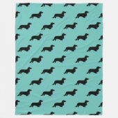 Dachshund Long Hair - Silhouette 1 Fleece Deken (Voorkant)