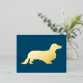 Dachshund Long Hair - Silhouette 1 Folie Feestdagen Briefkaart (Staand Voorkant)