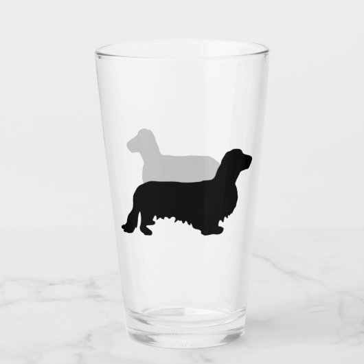 Dachshund Long Hair - Silhouette 1 Glas (Achterkant)