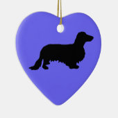 Dachshund Long Hair - Silhouette 1 Keramisch Ornament (Rechts)