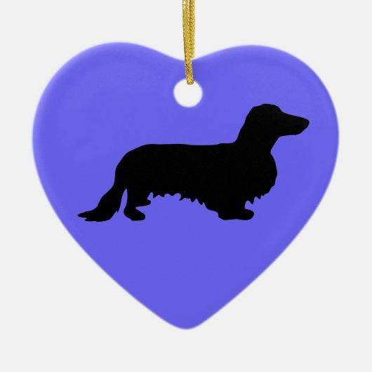 Dachshund Long Hair - Silhouette 1 Keramisch Ornament (Voorkant)