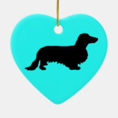 Dachshund Long Hair - Silhouette 1 Keramisch Ornament (Achterkant)