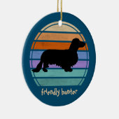 Dachshund Long Hair - Silhouette 1 Keramisch Ornament (Rechts)