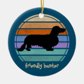 Dachshund Long Hair - Silhouette 1 Keramisch Ornament (Voorkant)