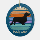 Dachshund Long Hair - Silhouette 1 Keramisch Ornament (Links)
