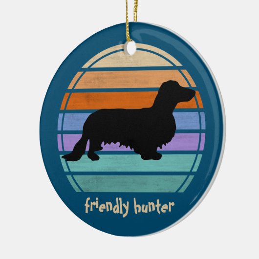 Dachshund Long Hair - Silhouette 1 Keramisch Ornament (Links)
