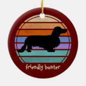 Dachshund Long Hair - Silhouette 1 Keramisch Ornament (Achterkant)