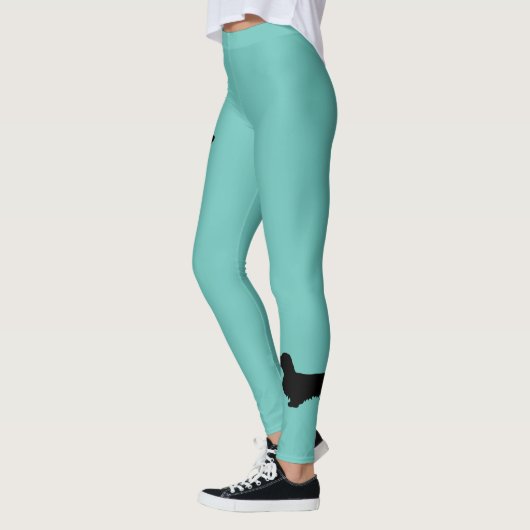 Dachshund Long Hair - Silhouette 1 Leggings (Links)