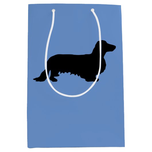 Dachshund Long Hair - Silhouette 1 Medium Cadeauzakje (Voorkant)