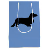 Dachshund Long Hair - Silhouette 1 Medium Cadeauzakje (Achterkant)