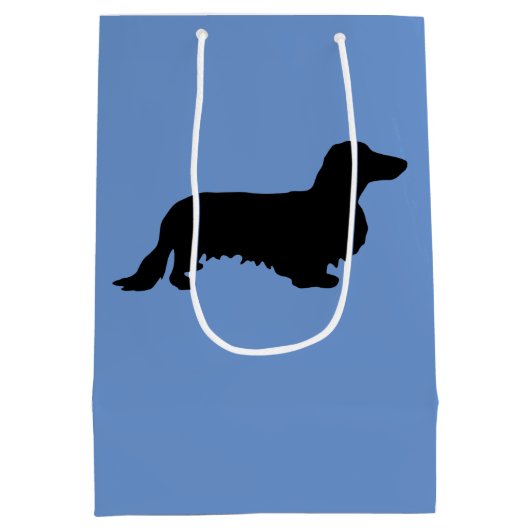 Dachshund Long Hair - Silhouette 1 Medium Cadeauzakje (Achterkant)
