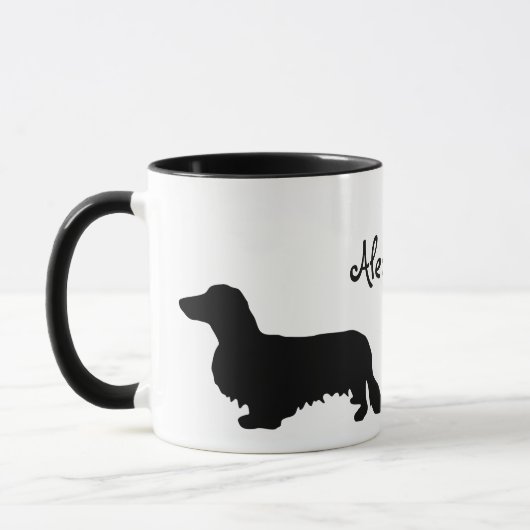 Dachshund Long Hair - Silhouette 1 Mok (Links)