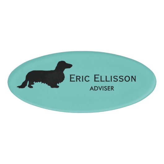 Dachshund Long Hair - Silhouette 1 Naambadge (Voorkant)
