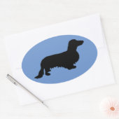 Dachshund Long Hair - Silhouette 1 Ovale Sticker (Envelop)