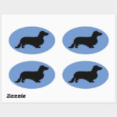 Dachshund Long Hair - Silhouette 1 Ovale Sticker (Vel)