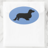 Dachshund Long Hair - Silhouette 1 Ovale Sticker (Tas)