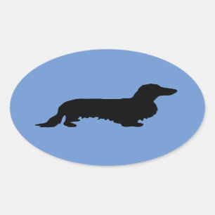 Dachshund Long Hair - Silhouette 1 Ovale Sticker