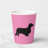 Dachshund Long Hair - Silhouette 1 Papieren Bekers (Voorkant)