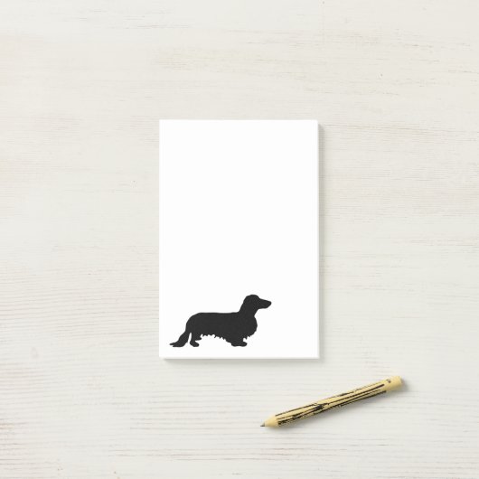Dachshund Long Hair - Silhouette 1 Post-it® Notes (Op bureau)