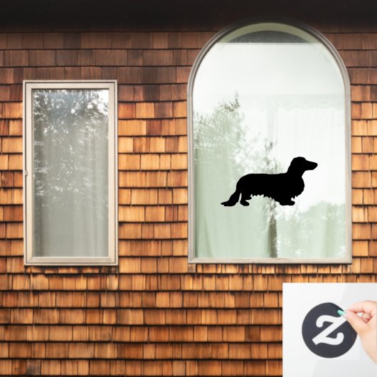Dachshund Long Hair - Silhouette 1 Raamsticker (Huis Raam)