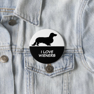 Dachshund Long Hair - Silhouette 1 Ronde Button 7,6 Cm