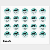 Dachshund Long Hair - Silhouette 1 Ronde Sticker (Vel)